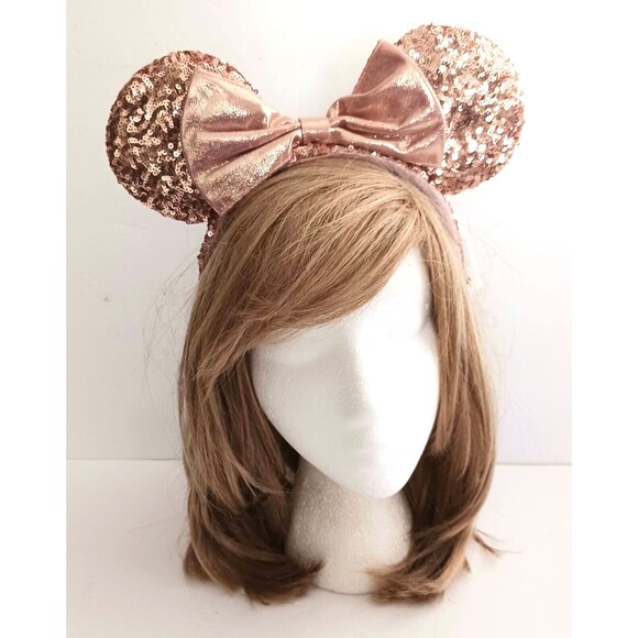 Disney Rose Gold Sequin Minnie Mouse Ears Headband - Picture 2 of 5